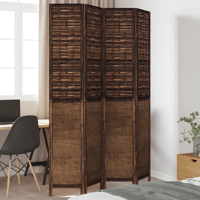 Farnum Solid Wood Accent Room Divider, Dark brown, 220cm H x 145cm W