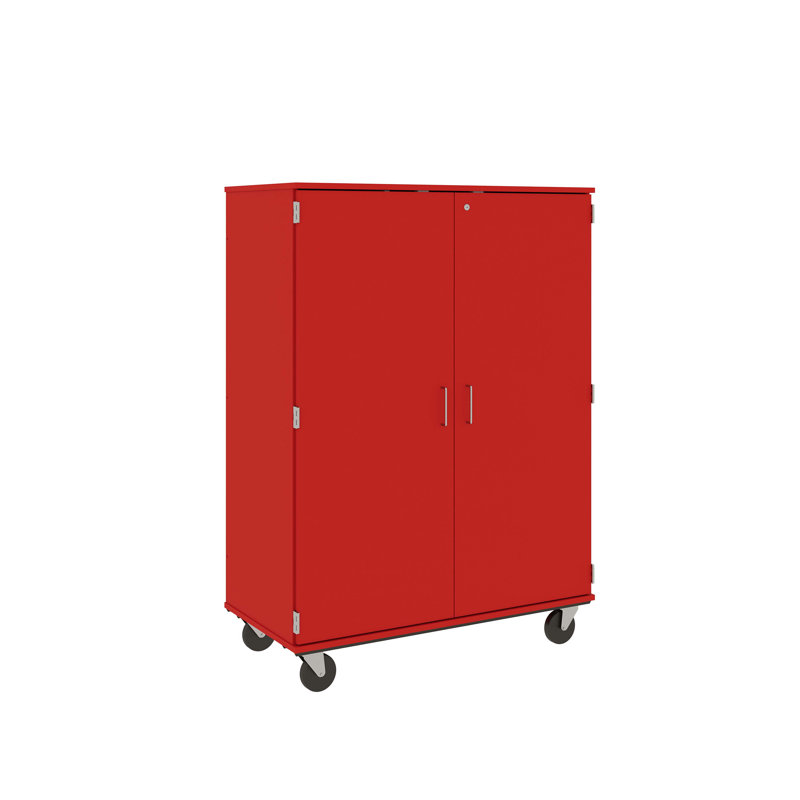 Armoire de salle de classe à 5 compartiments avec roulettes, Rouge tulipe