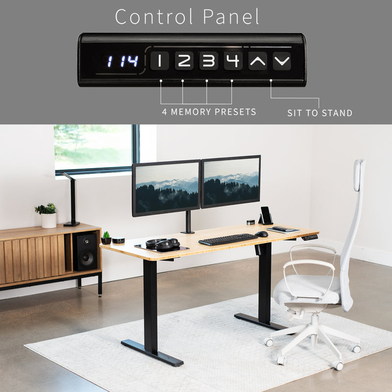 Light Wood and Black Adjustable Height Standing Desk
