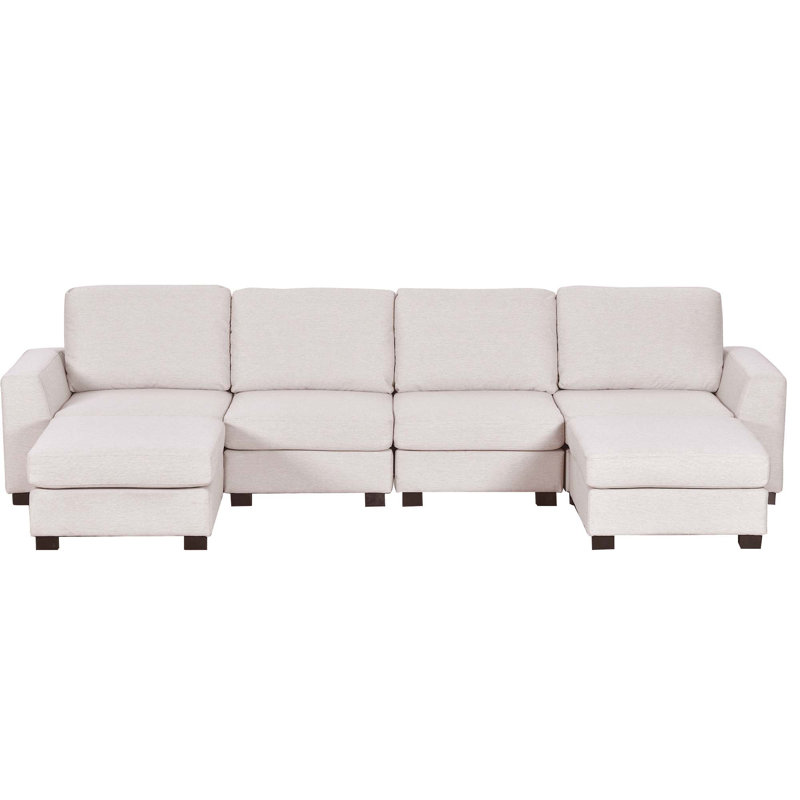 Comfortable 6-Seater Sofa with Removable Ottomans for Relaxation