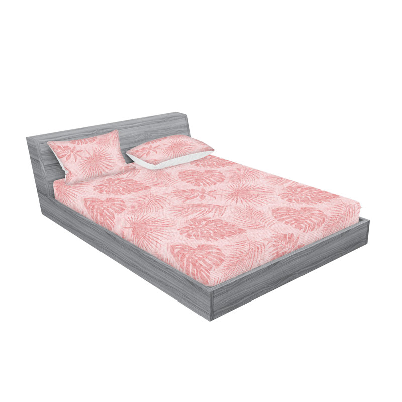 Drap-housse et taies décoratives 3 pièces Ambesonne, Rose pâle, rose / floral