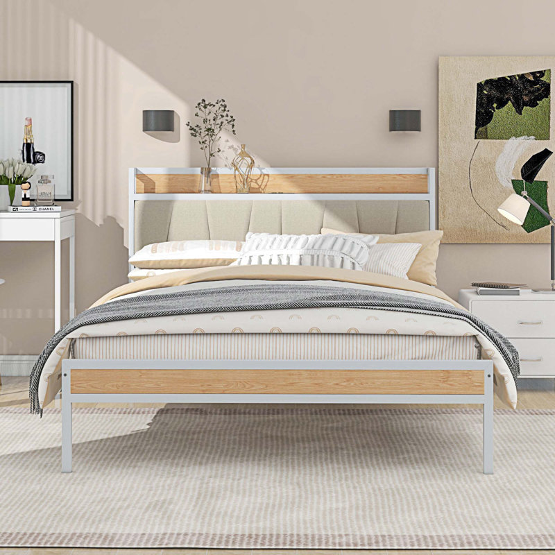 Lit plateforme, Double, Blanc