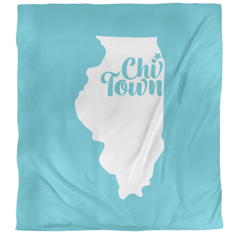  Housse de couette simple Chi Town, Housse de couette pour grand lit, Bleu sarcelle, Microfibre