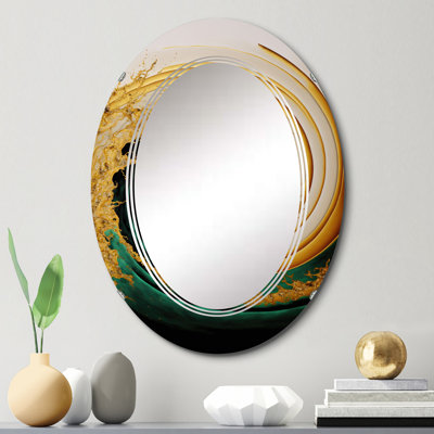 Aquarelle dorée, art liquide - miroir mural en spirale moderne