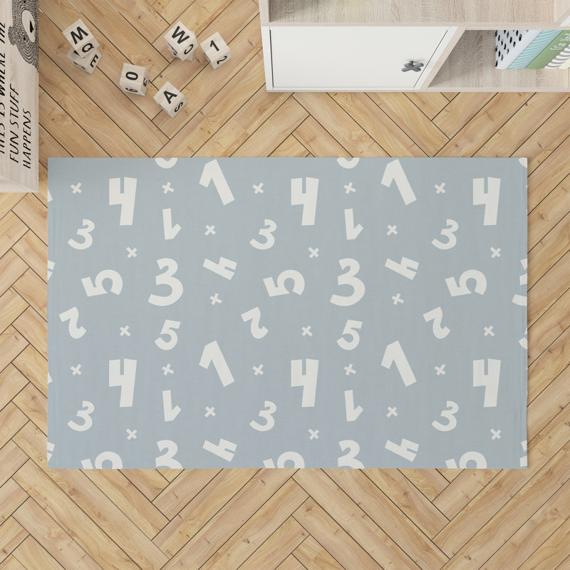 Tapis de jeu Numéros, Bleu ardoise / bleu / ivoire, Rectangulaire 3 pi x 5 pi