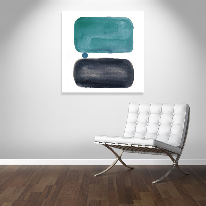 Retro Elements " Retro Elements Teal III ", Wrapped Canvas, 45" H x 45" W x 1.38" D