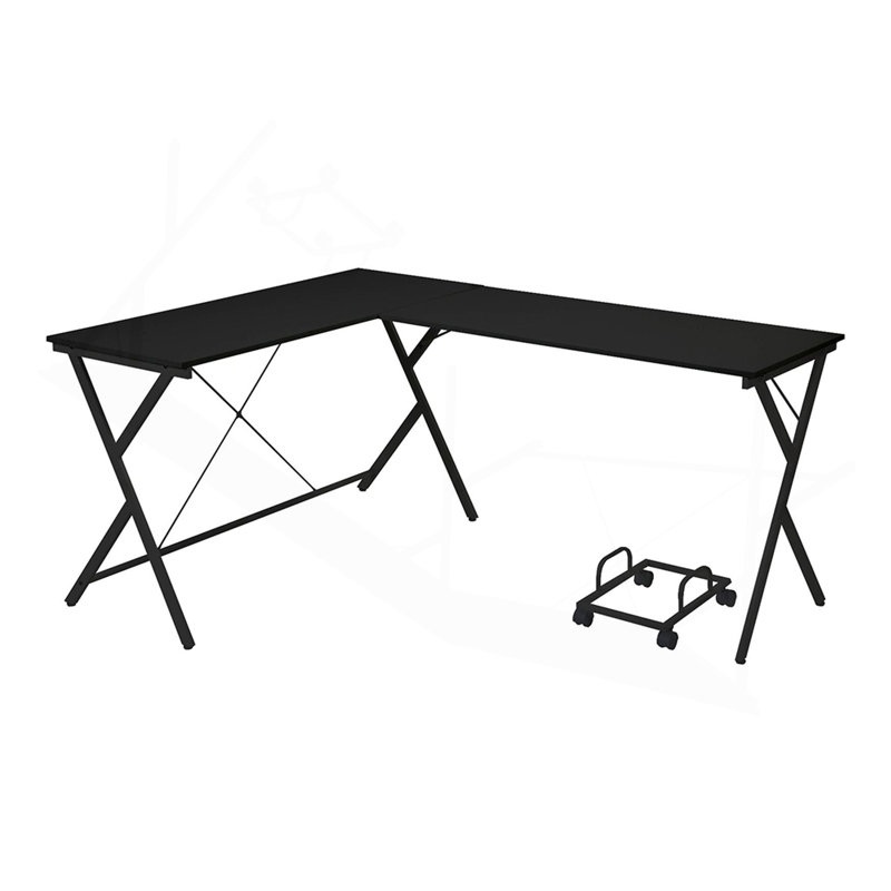 L-Shape Computer Desk With Computer Holder, Black