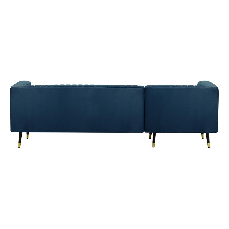 Monaville 4 Seater Velvet Sofa & Chaise, Left Hand Facing, Navy Blue
