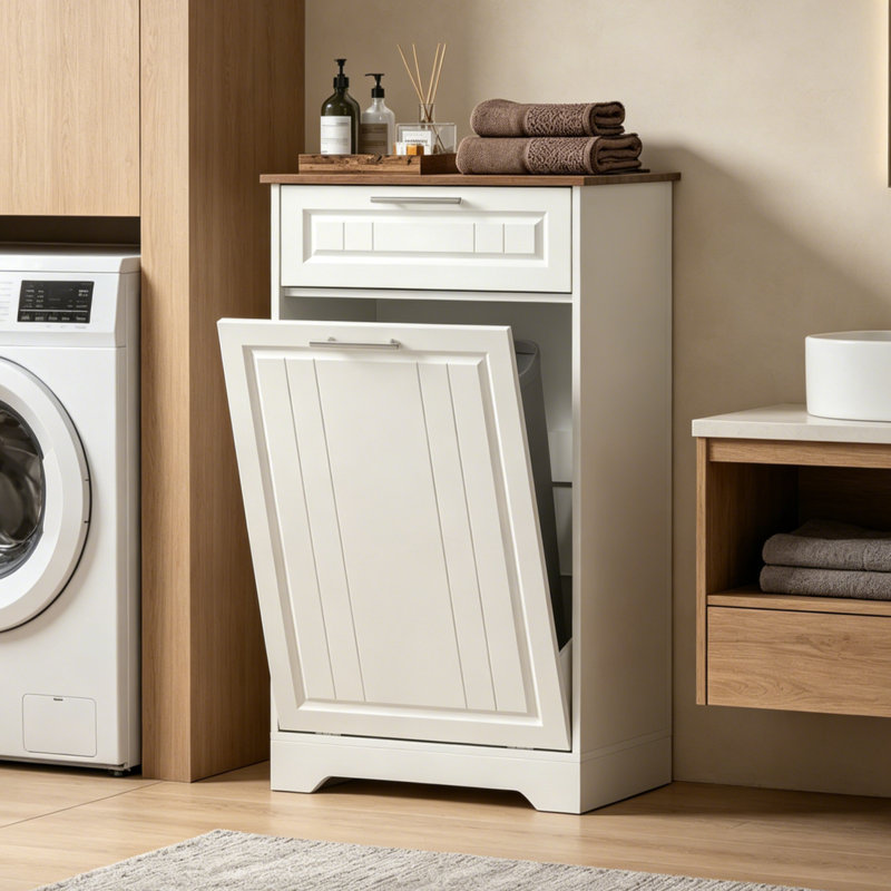 Armoire à ordures inclinable 10 gallons - Fonction de désodorisation, Blanc, 10 gallons