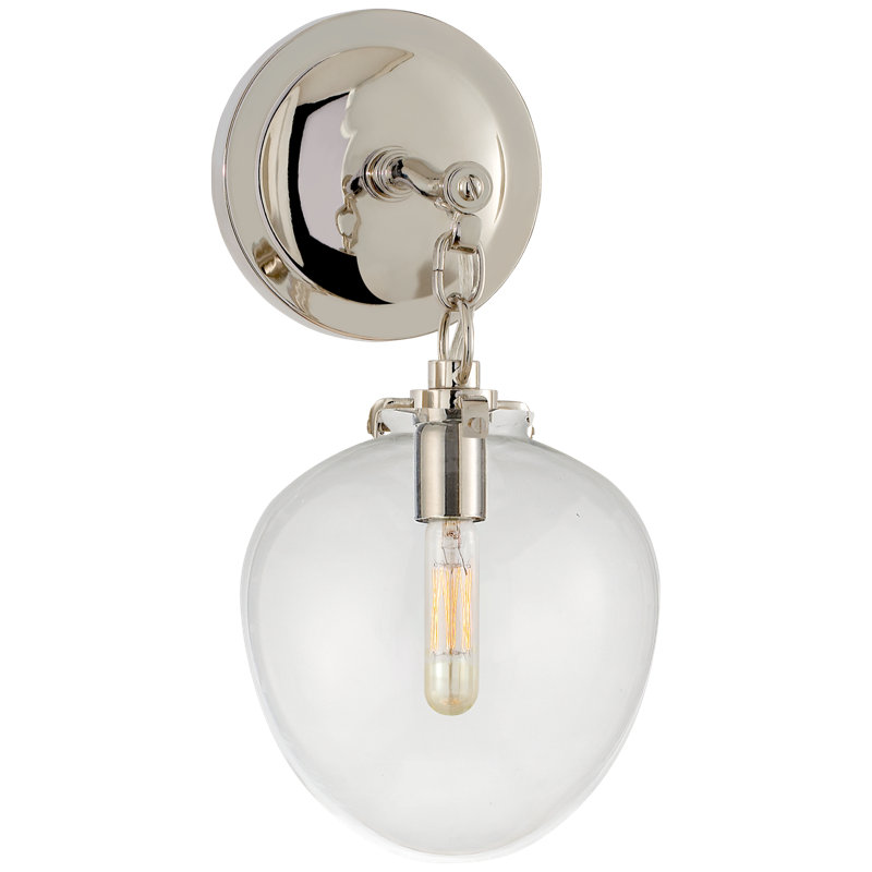 Thomas O'Brien Katie Small Acorn Sconce, Polished Nickel, Clear