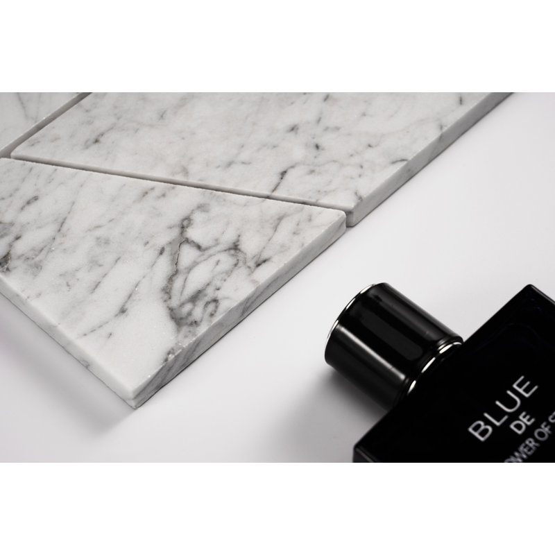 4" x 6" Marble Random Mosaic Wall & Floor Tile, Carrara White Marble