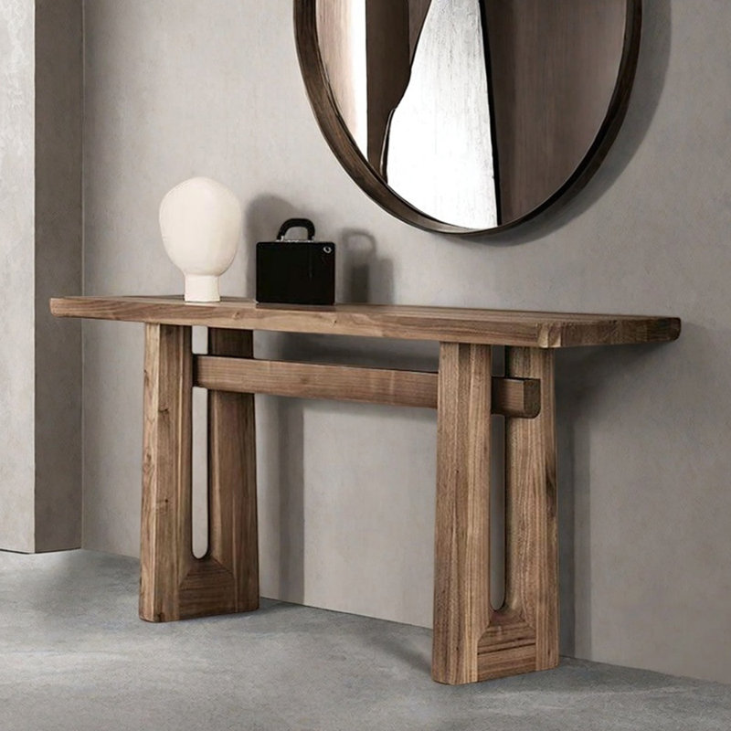 Console Mid-Century moderne en bois massif, H 33,1 po x l 63 po x P 11,8 po