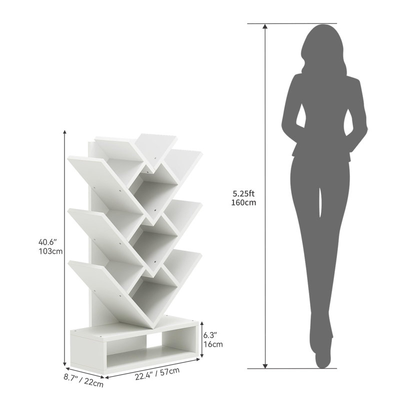 103cm H x 57cm W Geometric Bookcase, White