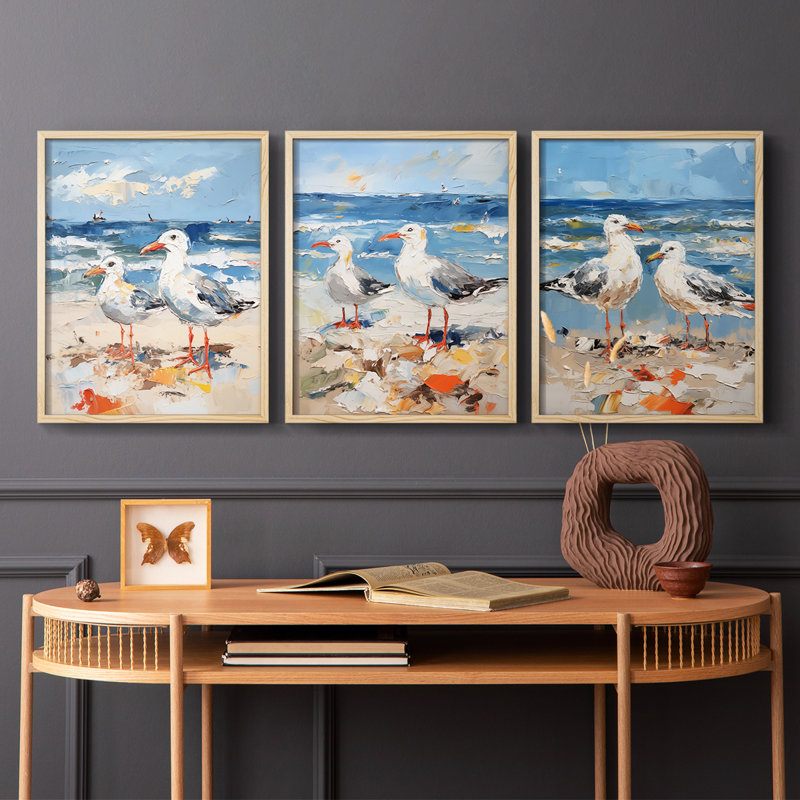 Série Sea and Shore CX III - Ensemble de 3 estampes numériques - Prêt à accrocher, Encadré naturel, H 14 po x l 11 po