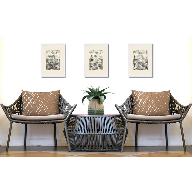 Oreiller réversible intérieur / extérieur Riju Scratches, 20 po x 14 po, Beige