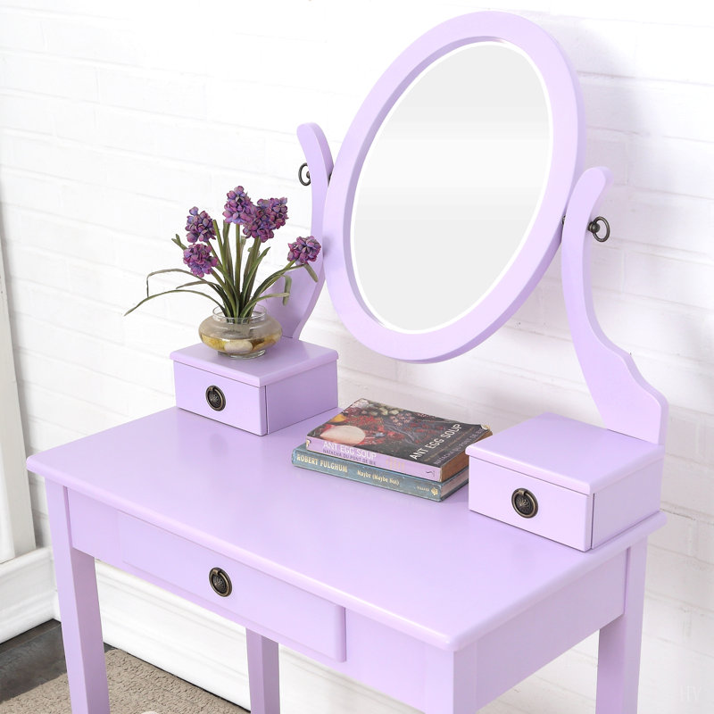 Ensemble coiffeuse et tabouret de maquillage, Mauve