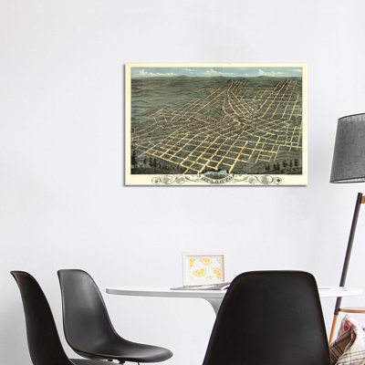 Atlanta Map 1871 - Wrapped Canvas Print