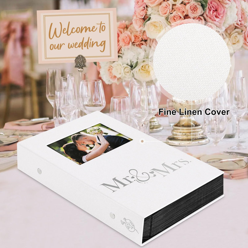 Album de mariage blanc en lin blanc avec 300 photos 4 x 6