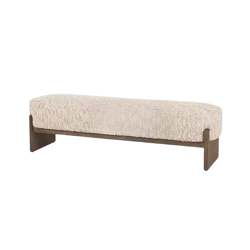 Banc rembourré en chenille Stoyian, H 16,53 po x l 62,99 po x P 17,71 po