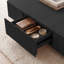 Table basse carrée en bois massif de 80 cm (31,5 pouces) avec 2 tiroirs, design cannelé artisanal-2072749226-2072749227