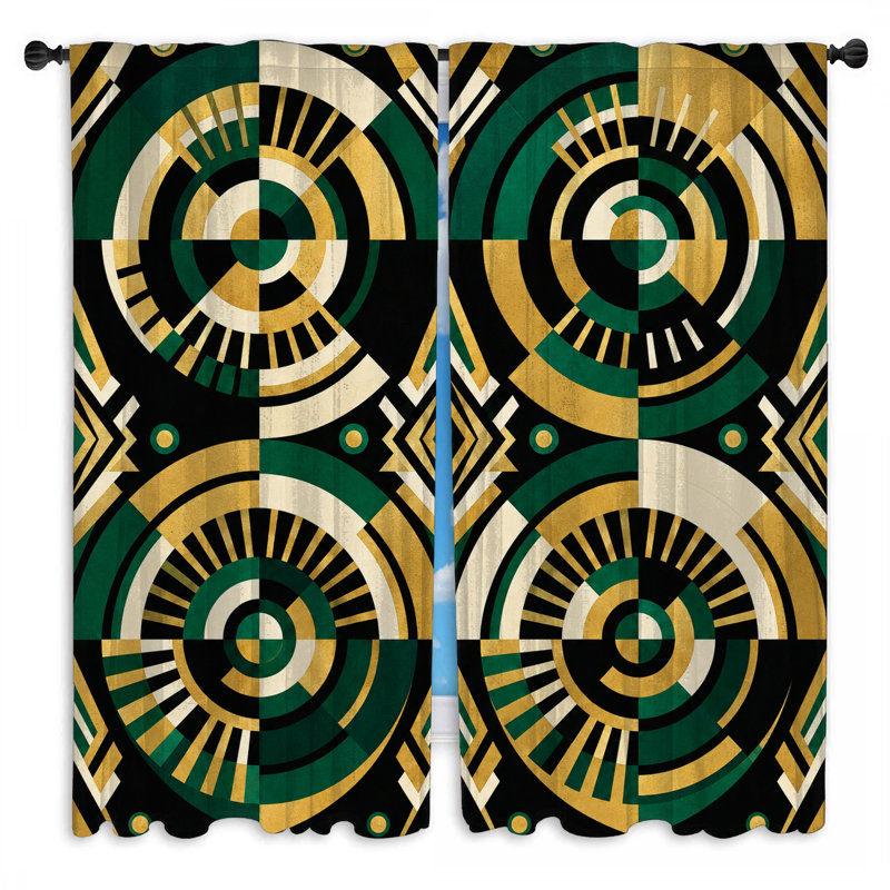Rideaux Volpe Cercles Art Deco, 80in x 61in - 2 panels, Obscurcissement de chambre