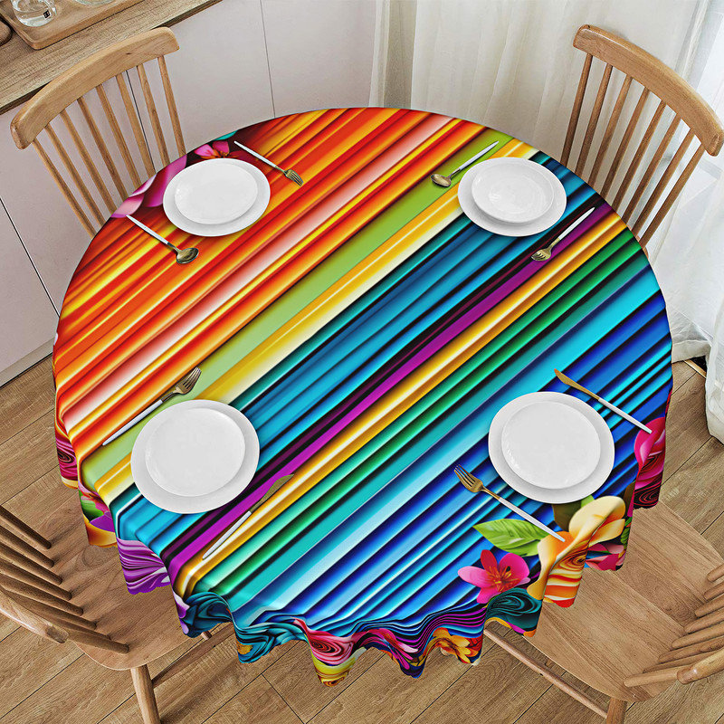Washable Polyester Mexican Floral Pattern Tablecloth