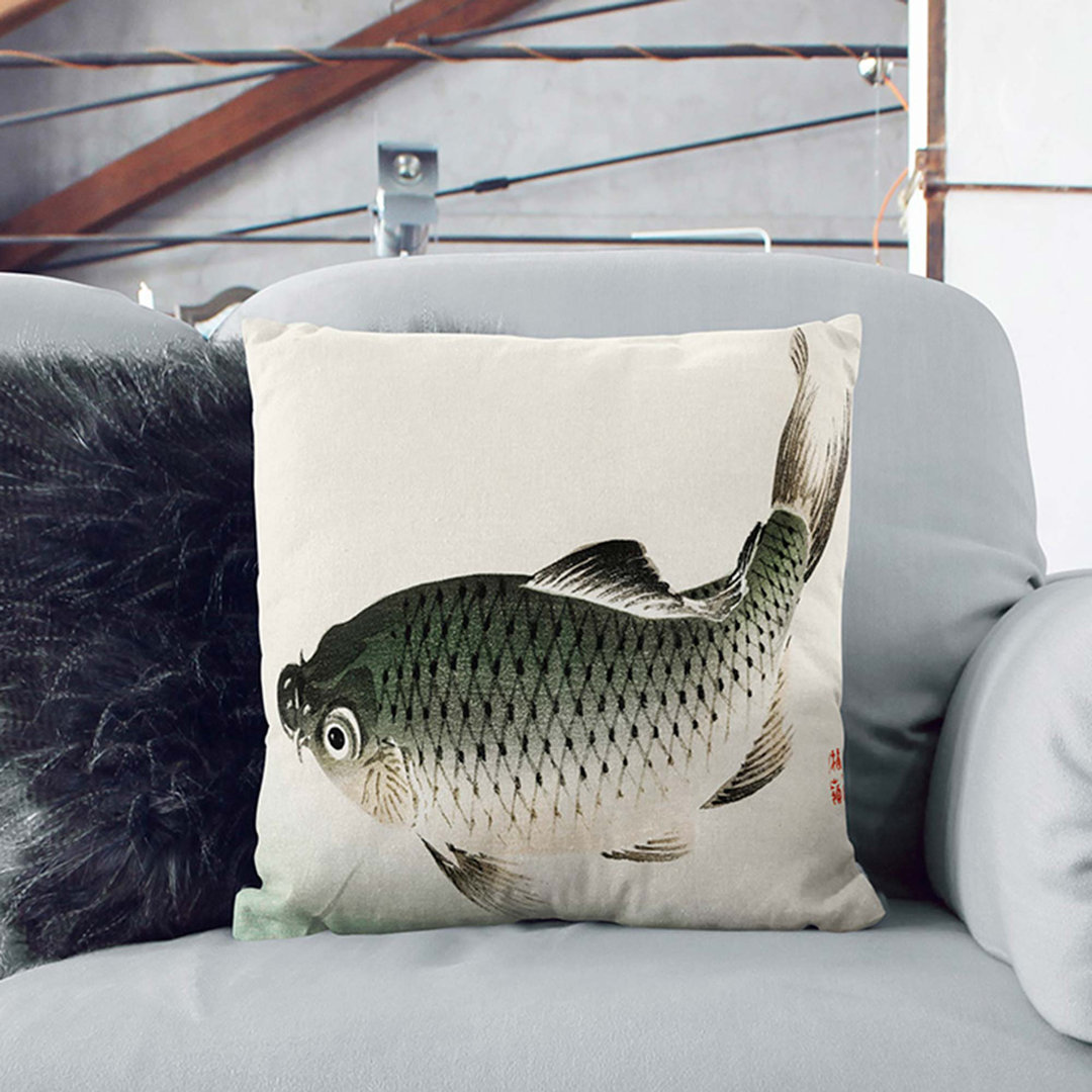 Carp Fish by Kono Bairei Cushion with Filling