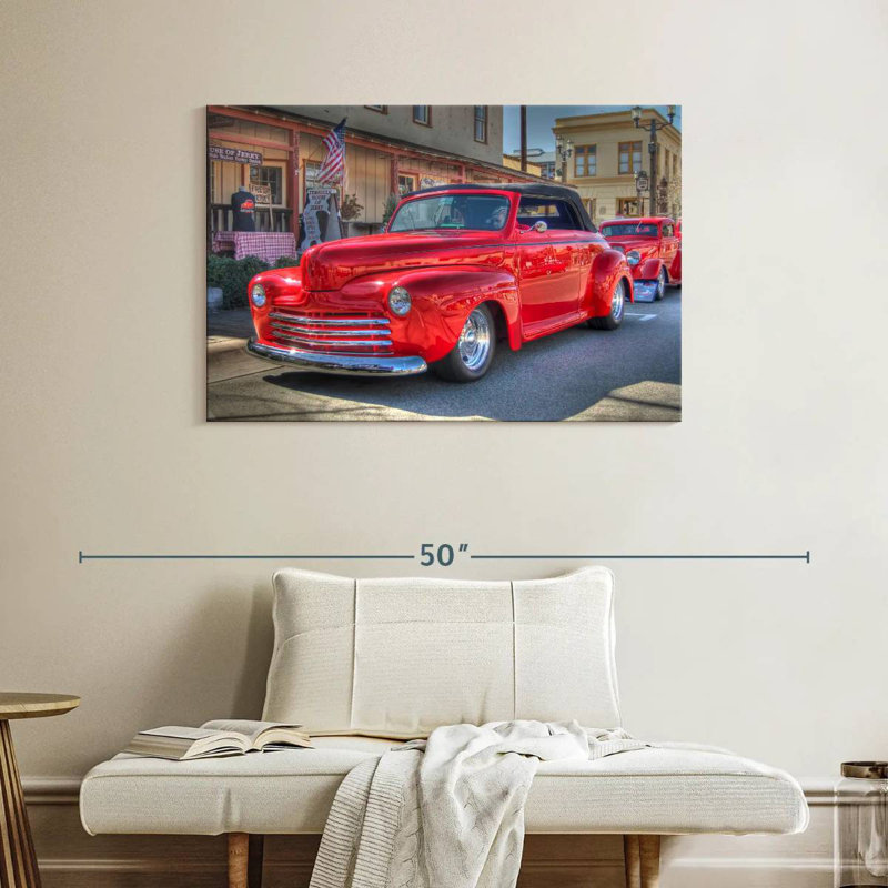 Voiture rouge classique Mehar USA avec toit, H 26 po x l 39 po