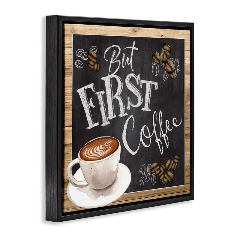 Tableau noir But But Coffee, H 18 po x l 18 po, Cadre flottant noir de jais