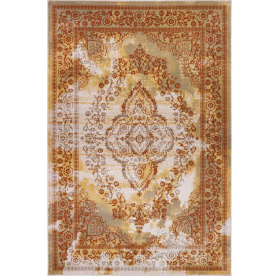 Tapis brun à motif floral Lauren