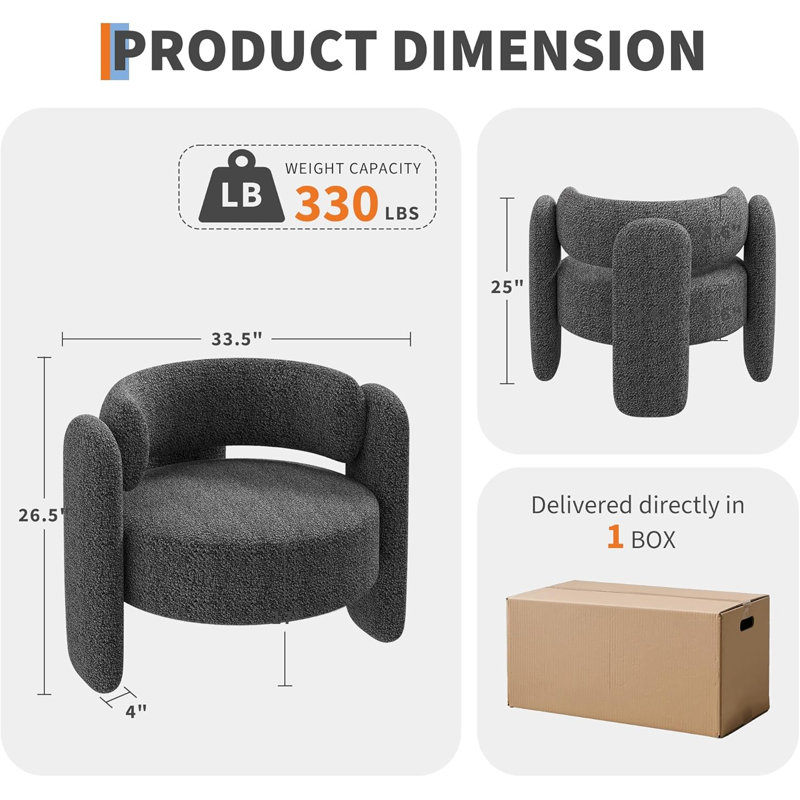 Upholstered Accent Chair, Gray