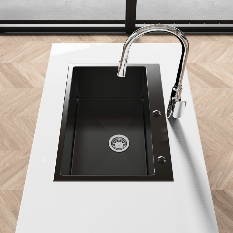 Évier de poste de travail encastrable en acier inoxydable - 27 po x 19 po avec fonction de coupe et d'élimination des déchets de cuisine