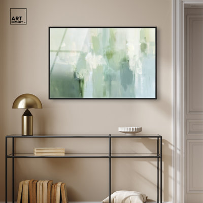 Softened Sage II Framed Acrylic Print Sage Wall Decor by Art Remedy, Black Frame, 36 x 24