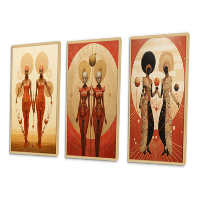 " Alien Goddess Vintage Dreamscape Illustration I " 3 - Pieces