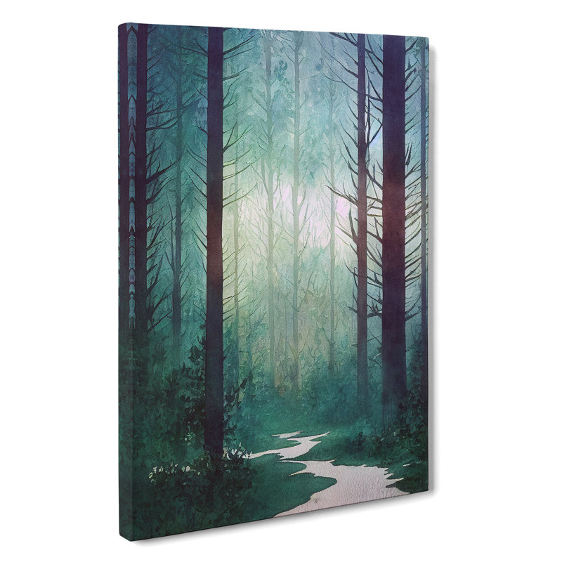 Forest Path Watercolour - Wrapped Canvas, 50cm H x 35cm W x 3cm D