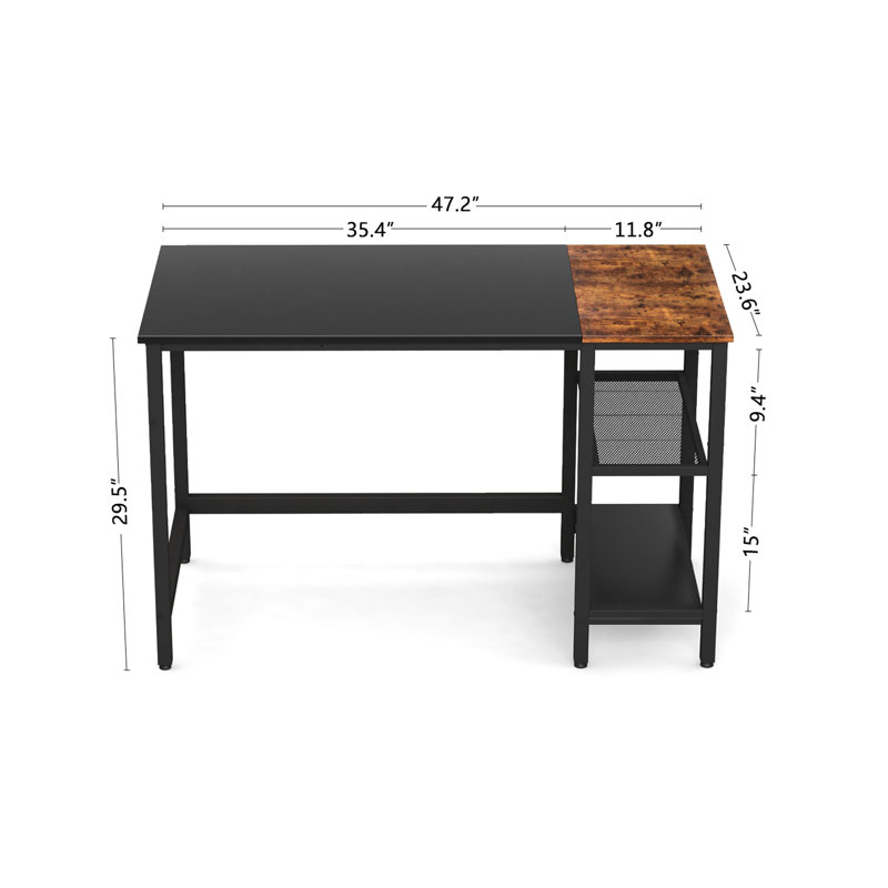Bureau Varun, H 29,5 po x l 47 po x P 23,6 po, Noir rustique