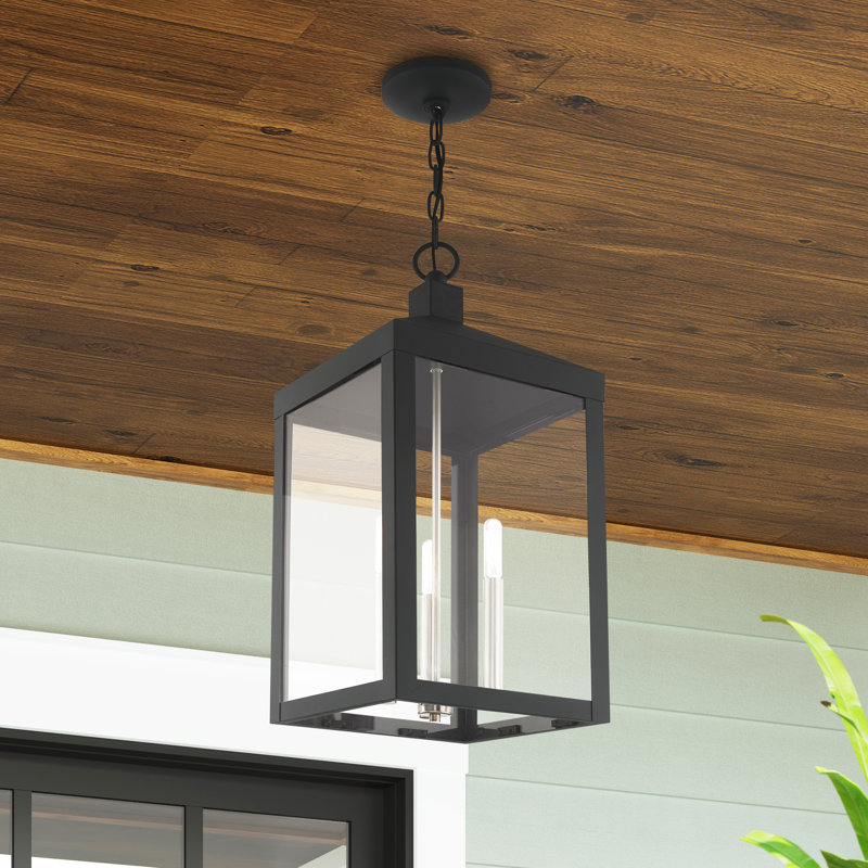 Lanterne suspendue d'extérieur à 3 lumières Inniss, H 24 po x l 10,5 po x P 10,5 po, Gris scandinave