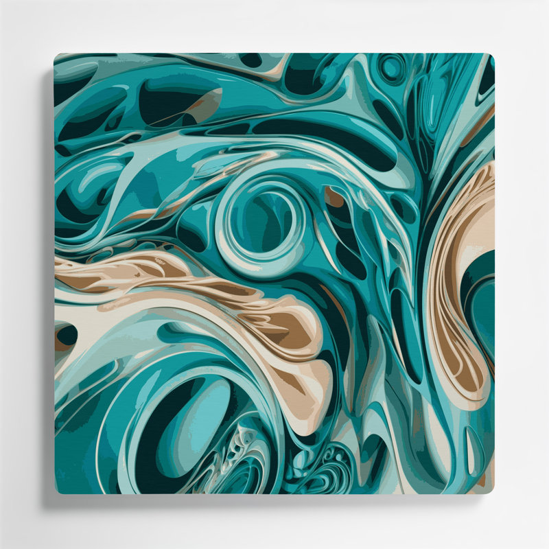 «Biomorphic Abstraction 31», art mural en métal bleu, H 16 po x l 16 po