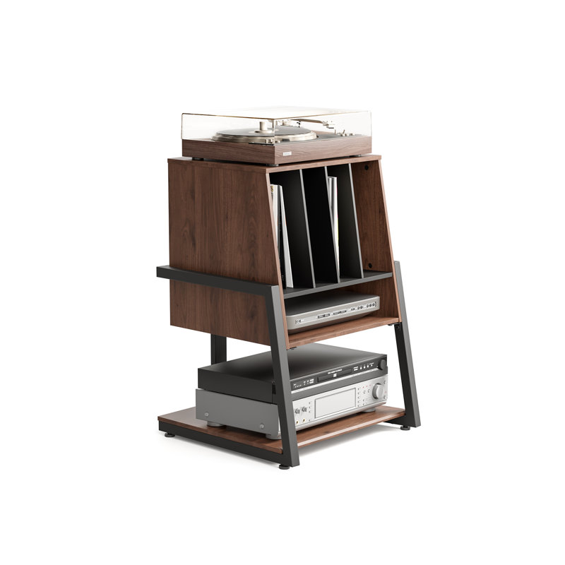 Support pour tourne-disque Design avec rangement pour disque vinyle, plateau tournant jusqu'à 120 pièces, petit centre de divertissement pour salon, série Eiffel
