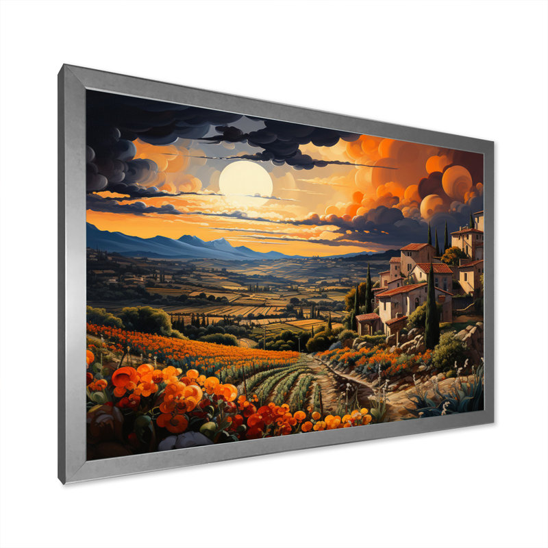 Impression sur toile, "French Vineyard Symphony II", H 12 po x l 20 po x P 1 po, Cadre simple argenté