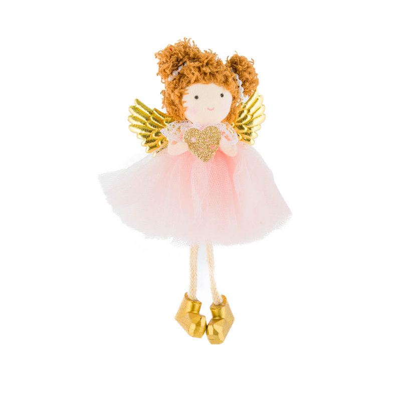 Ensemble de 10 poupées chérubins suspendues en tissu rose avec attaches de cheveux perle