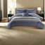 Ensembles de literie à rayures confortables en polyester hypoallergénique avec un design moderne bleu et gris pour la chambre à coucher