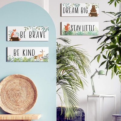 «Woodland Animal Nursery», art mural - blanc - ensemble de 4 reproductions d'inspiration safari