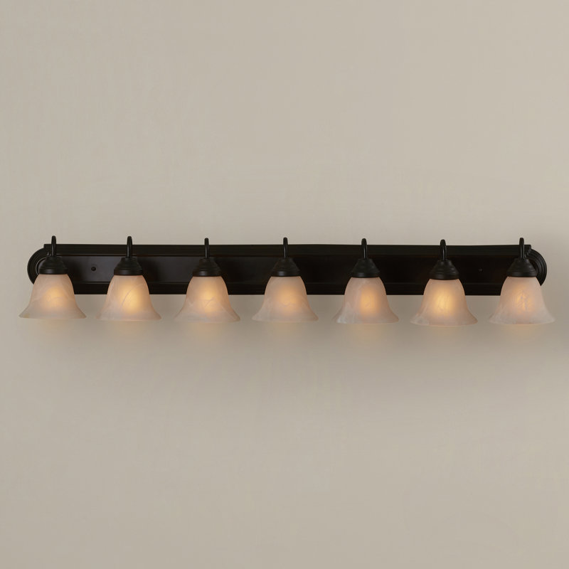 Mandu 7 - Light Dimmable Vanity Light, Marble/Oil Rubbed Bronze