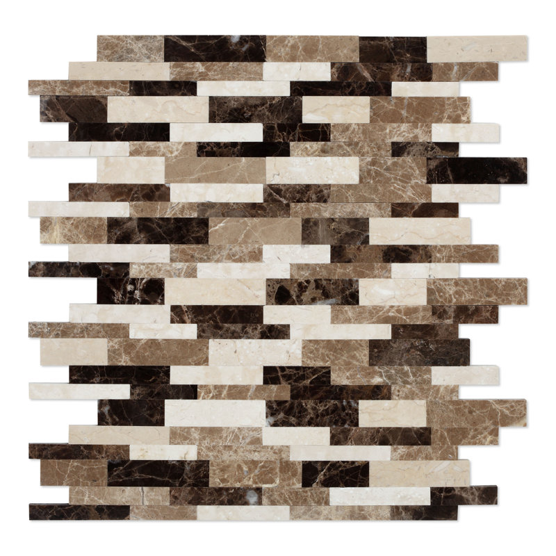 11.34'' W x 11.65'' L Natural Stone Peel and Stick Mosaic Tile, Amber Brown