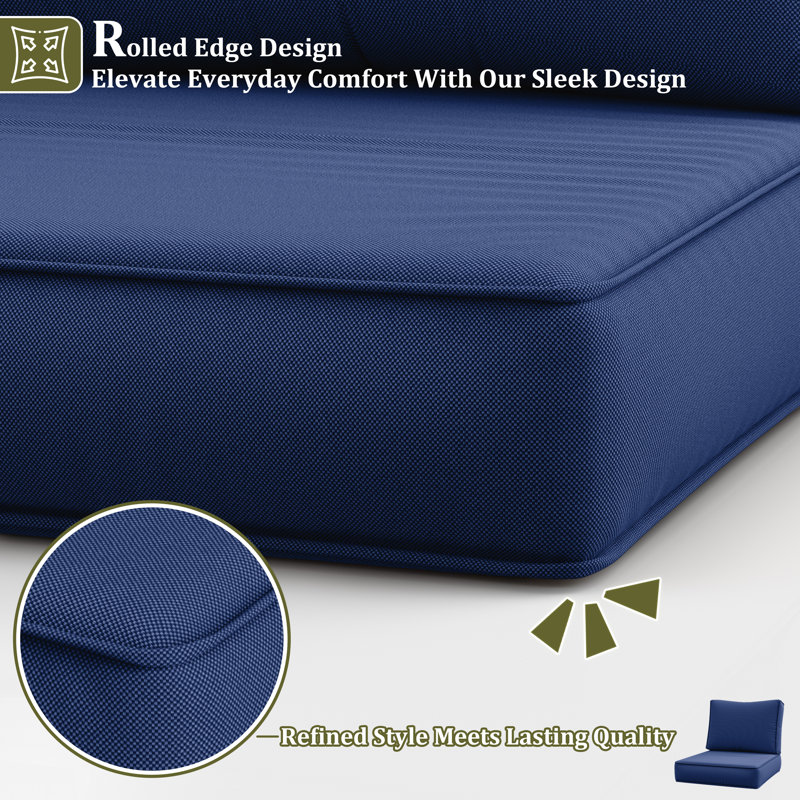 9-Piece Outdoor Cushion Cover Set (Set Of 3 Seats , 5 Backs, 1 Footrest)， Only Covers, Blue