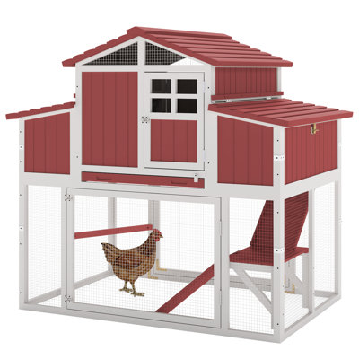 Grand poulailler en bois (rouge)