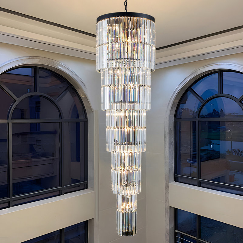 20 - Light Dimmable Tiered Chandelier, Black