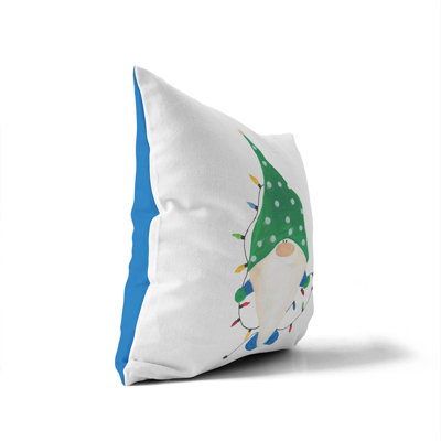 Watercolor Spotted Electric Christmas Gnome Indoor Pillow with Removable Cover