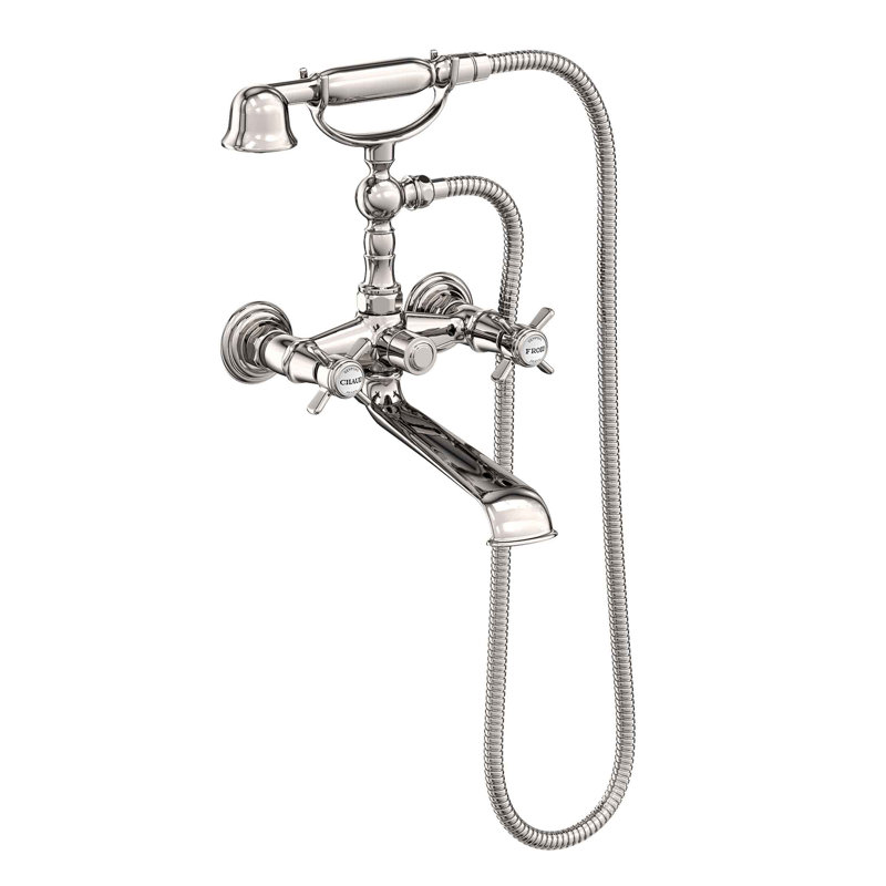 Fairfield Wall Mount Exposed Tub & Hand Shower Set, Polished Nickel